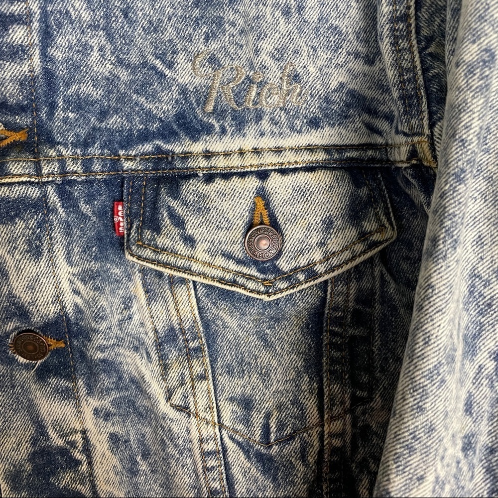 Levis Denim Bleached Jacket Vintage Size Large - Picture 5 of 10